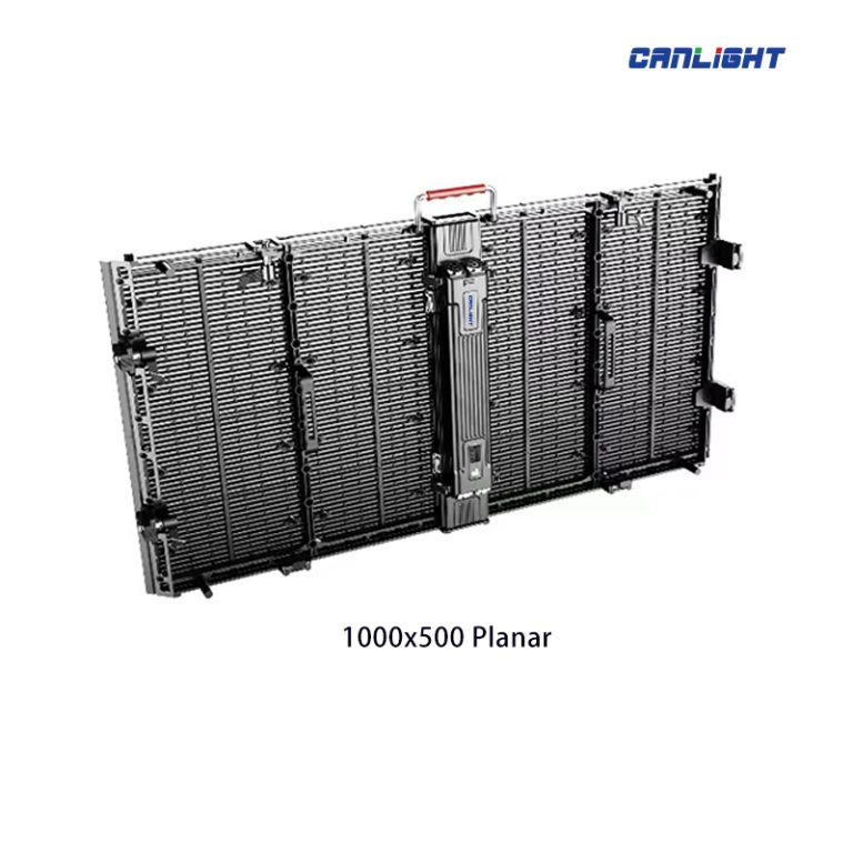 RTL-1000x500-P is an indoor rental curvedable transparent LED display screen cabinet panel 1000mm(W)*500mm(H)