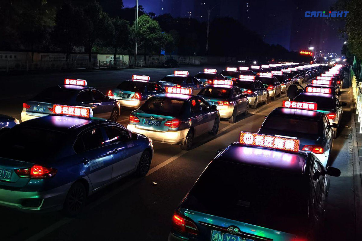 Canlight Traffic and Mobile Series LED Display Screen Solutions, such as Taxi Top Advertising, Bus back Advertising, Truck 3 sides LED Advertising.